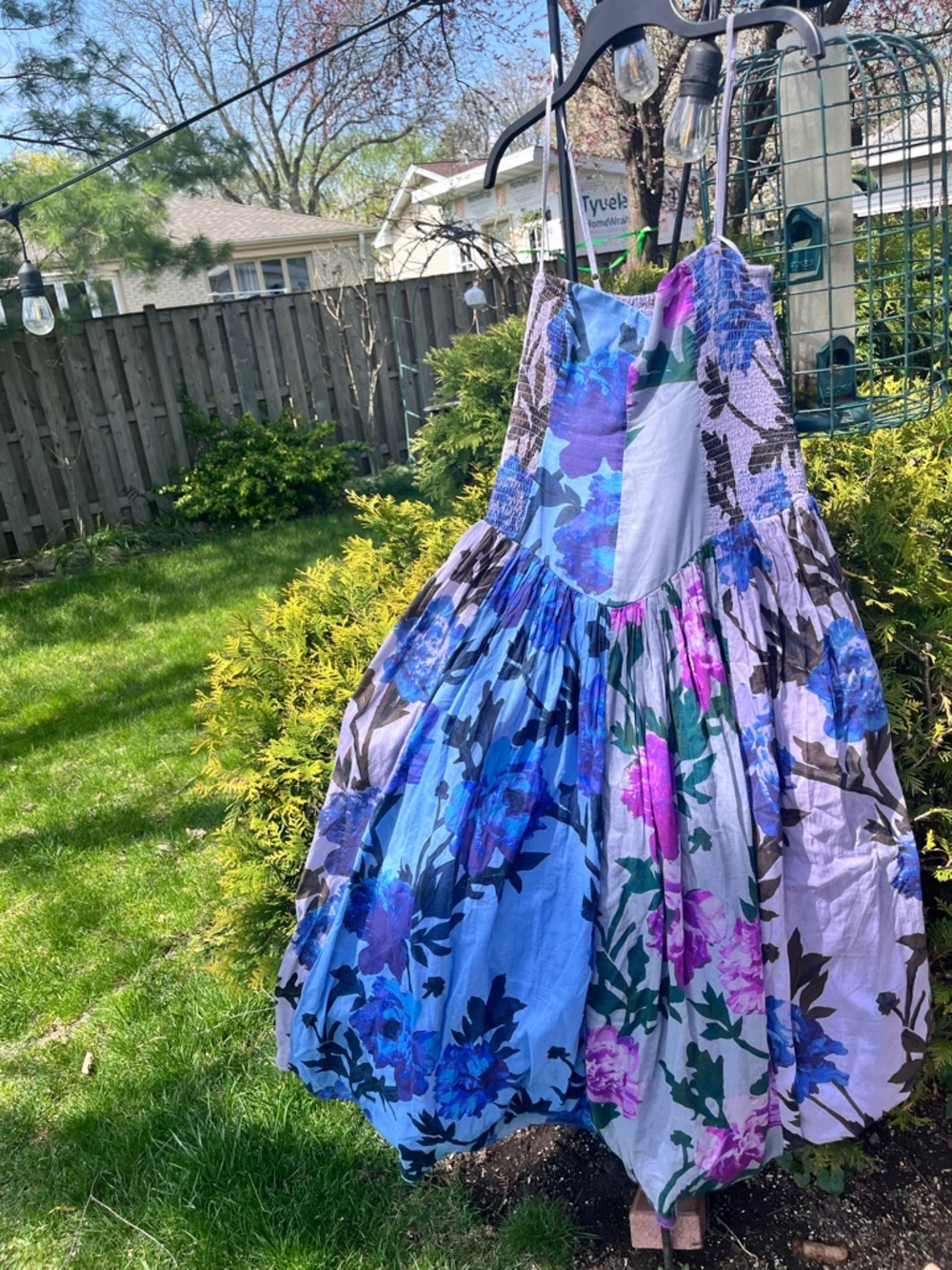 Free People Floral Spaghetti Strap maxi Dress in Lavender and Blue - Picture 2 of 8